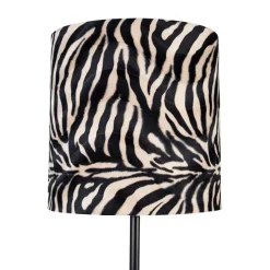 Moderne vloerlamp zwart stoffen kap zebra 40 cm - Simplo