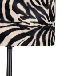 Moderne vloerlamp zwart stoffen kap zebra 40 cm - Simplo