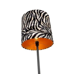 Moderne vloerlamp zwart stoffen kap zebra 40 cm - Simplo