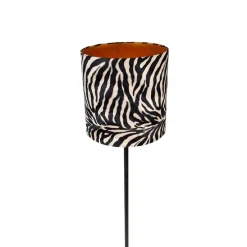 Moderne vloerlamp zwart stoffen kap zebra 40 cm - Simplo