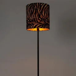 Moderne vloerlamp zwart stoffen kap zebra 40 cm - Simplo