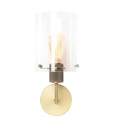 Moderne wandlamp brons met glas - Dome