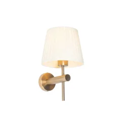 Moderne wandlamp brons met witte kap - Pluk