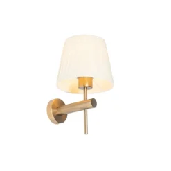 Moderne wandlamp brons met witte kap - Pluk