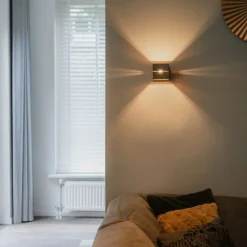 Moderne wandlamp donkerbrons - Transfer Groove