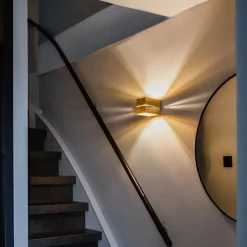 Moderne wandlamp goud 9,7 cm - Transfer Groove