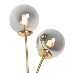 Moderne wandlamp goud 2-lichts met smoke glas - Athens