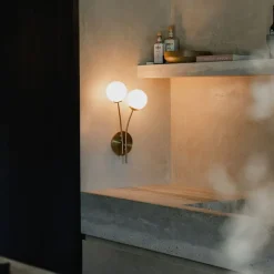 Moderne wandlamp goud met opaal glas 2-lichts- Athens