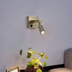 Moderne wandlamp goud met USB-C kantelbaar - Rex