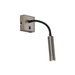 Moderne wandlamp gunmetal met USB-C - Gosna