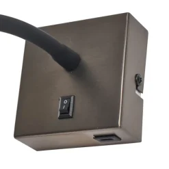 Moderne wandlamp gunmetal met USB-C - Gosna