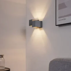 Moderne wandlamp gunmetal 2-lichts - Transfer Double