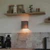 Moderne wandlamp jute grijs met stoffen kap - Vete