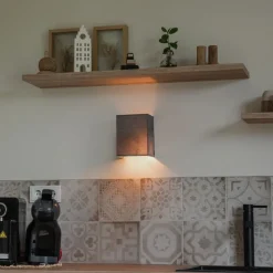 Moderne wandlamp jute grijs met stoffen kap - Vete