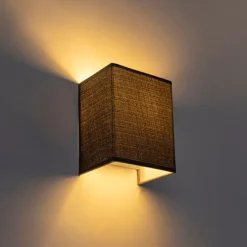 Moderne wandlamp jute grijs met stoffen kap - Vete