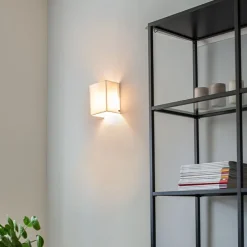 Moderne wandlamp jute wit met stoffen kap- Vete