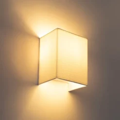 Moderne wandlamp jute wit met stoffen kap- Vete