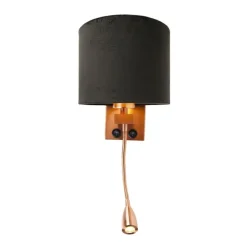 Moderne wandlamp koper met kap velours zwart - Brescia