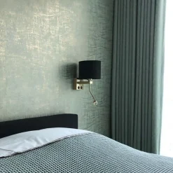 Moderne wandlamp messing met kap zwart velours - Brescia