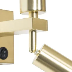 Moderne wandlamp messing met leeslamp - Brescia