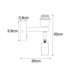 Moderne wandlamp messing met leeslamp - Brescia
