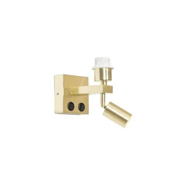 Moderne wandlamp messing met leeslamp - Brescia