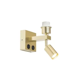 Moderne wandlamp messing met leeslamp - Brescia