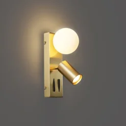 Moderne wandlamp messing 2-lichts kantelbaar - Lesly