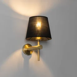 Moderne wandlamp messing met zwart - Pluk