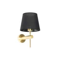 Moderne wandlamp messing met zwart - Pluk