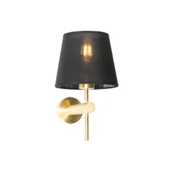 Moderne wandlamp messing met zwart - Pluk