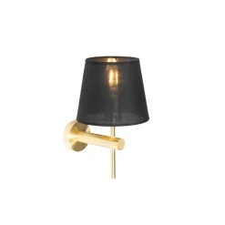 Moderne wandlamp messing met zwart - Pluk