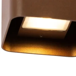 Moderne wandlamp roestbruin incl. LED IP54 vierkant - Evi