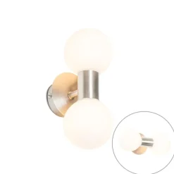 Moderne wandlamp staal IP44 2-lichts - Cederic
