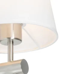 Moderne wandlamp staal met witte kap - Pluk