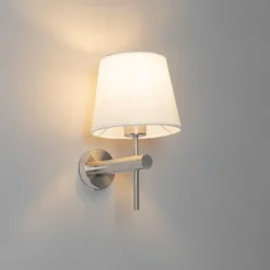 Moderne wandlamp staal met witte kap - Pluk