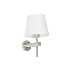 Moderne wandlamp staal met witte kap - Pluk