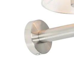 Moderne wandlamp staal met witte kap - Pluk