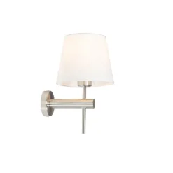 Moderne wandlamp staal met witte kap - Pluk