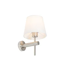 Moderne wandlamp staal met witte kap - Pluk