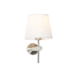 Moderne wandlamp staal met witte kap - Pluk