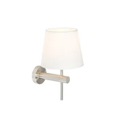 Moderne wandlamp staal met witte kap - Pluk