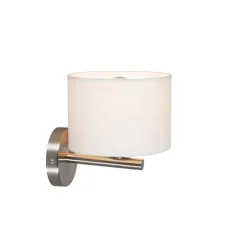 Moderne wandlamp staal met witte kap - VT