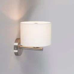 Moderne wandlamp staal met witte kap - VT