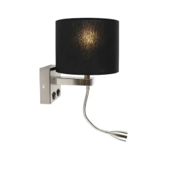 Moderne wandlamp staal met zwarte kap - Brescia
