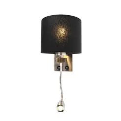 Moderne wandlamp staal met zwarte kap - Brescia