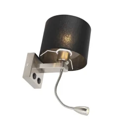 Moderne wandlamp staal met zwarte kap - Brescia