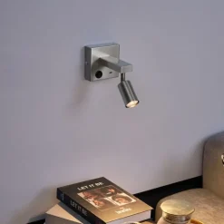 Moderne wandlamp staal met USB-C kantelbaar - Rex