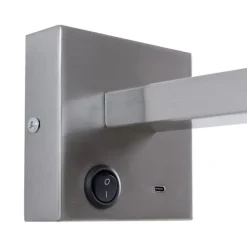 Moderne wandlamp staal met USB-C kantelbaar - Rex