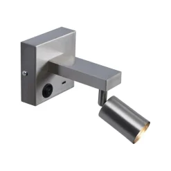 Moderne wandlamp staal met USB-C kantelbaar - Rex